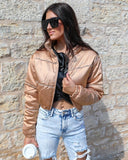 Callen Champagne Rhinestone Bomber Jacket - The Lace Cactus