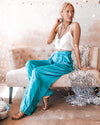 Teigan Turquoise Pleated Pants - The Lace Cactus