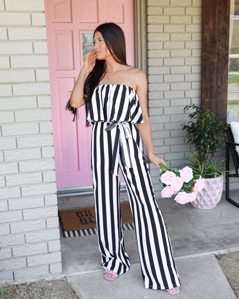 Binnie Black Stripe Jumpsuit - The Lace Cactus