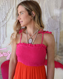 Fuchsia and Orange Colorblock Maxi Dress - The Lace Cactus