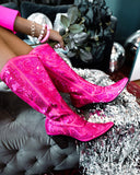 Pretty Heart Fuchsia Sequin Boots - The Lace Cactus